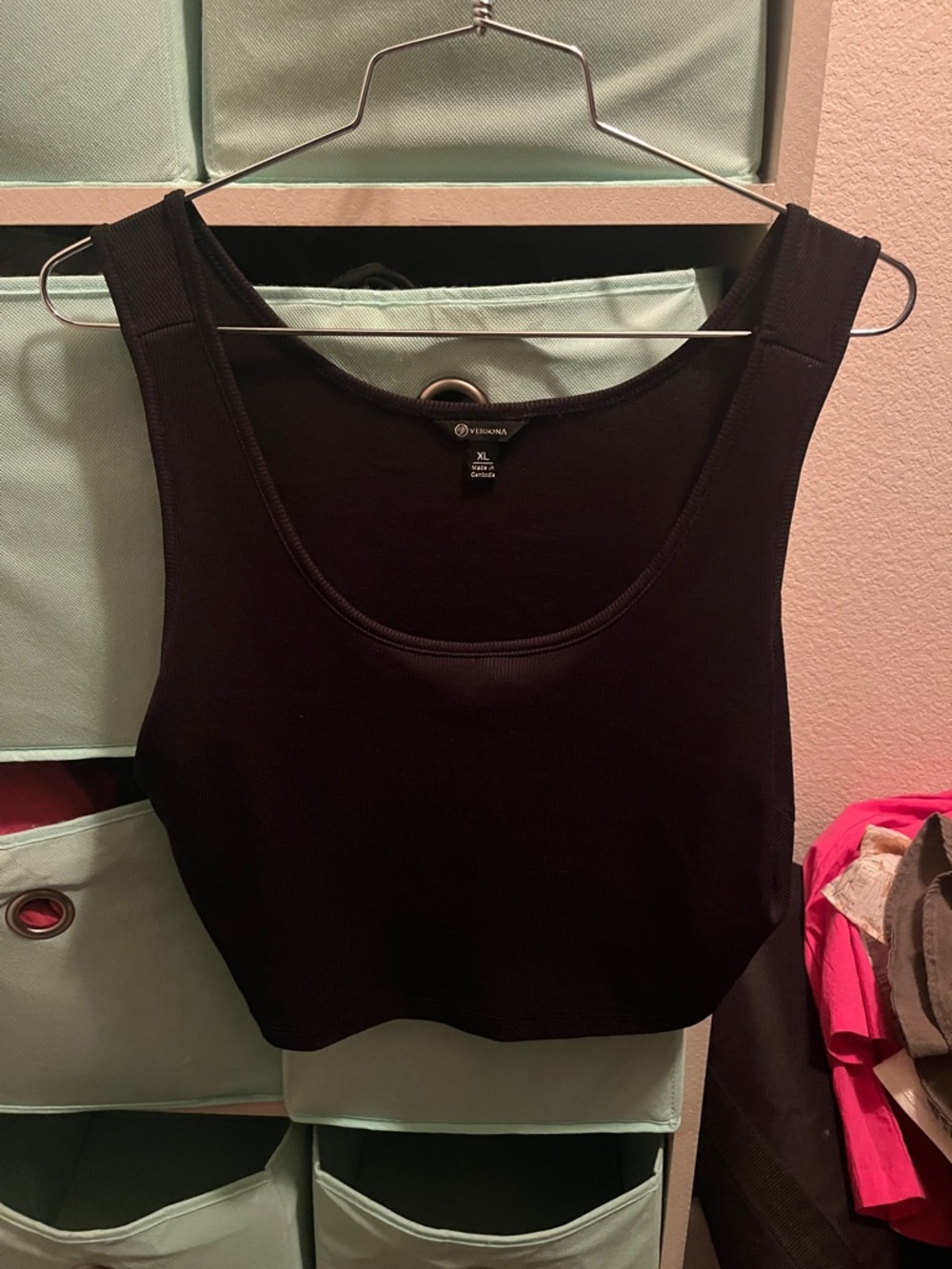 Versona black Ribbed Scoop Tank Top